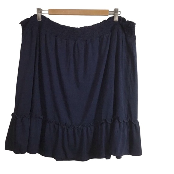 Reitmans Dresses & Skirts - Reitmans navy blue skirt smock elastic waist jersey ruffle woven 3X plus size